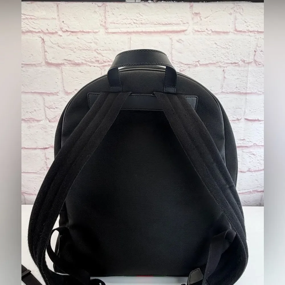 Gucci Sherry Line Web Canvas Black Stripe Backpack - Picture 3 of 15